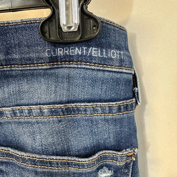 Current/Elliott The Stiletto Niagara Distressed Blue Denim Jeans Slim 28 - Picture 6 of 7